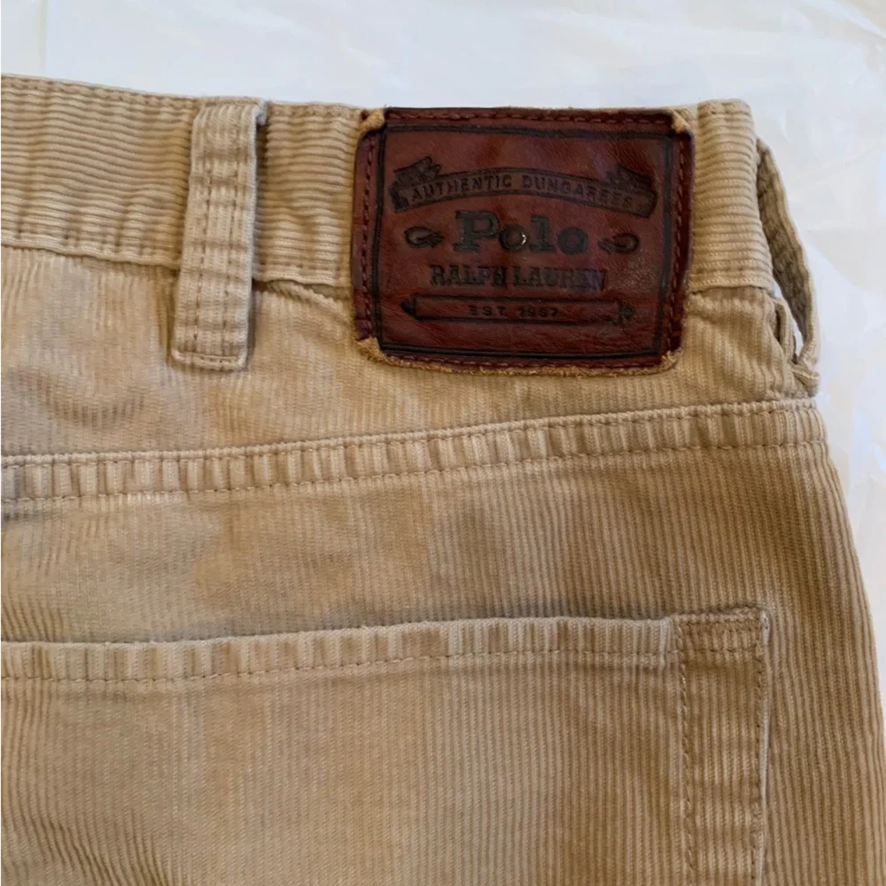 Polo By Ralph Lauren Men's Corduroy Tan Flat Front Pants Size 38x28  SEE Descrip
